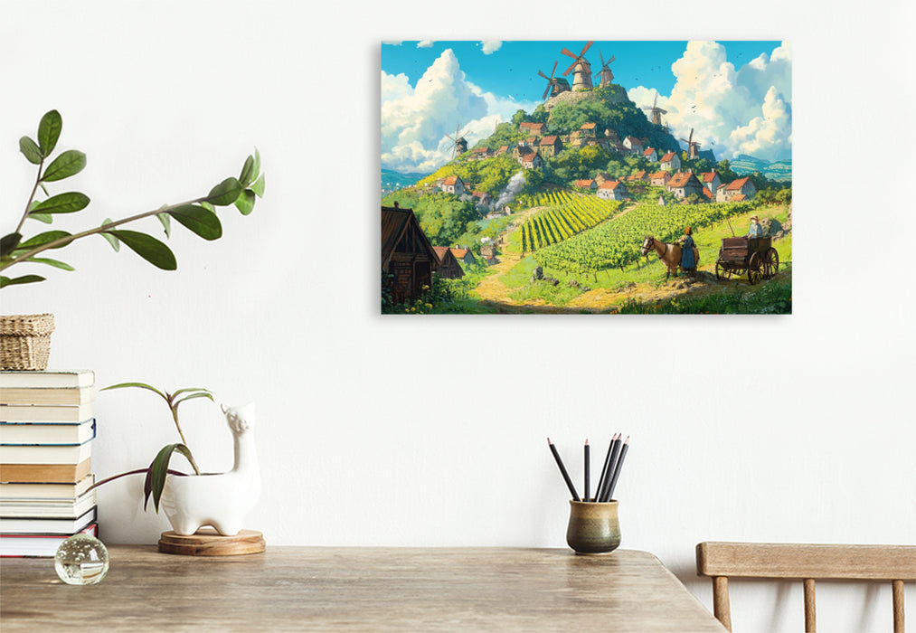Premium Textil-Leinwand Das Tal der Winde - Anime Landschaft