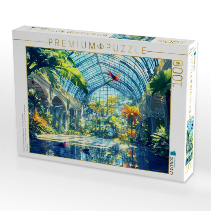 Tropisches Paradies im Gewächshaus - Anime Landschaft - CALVENDO Foto-Puzzle'