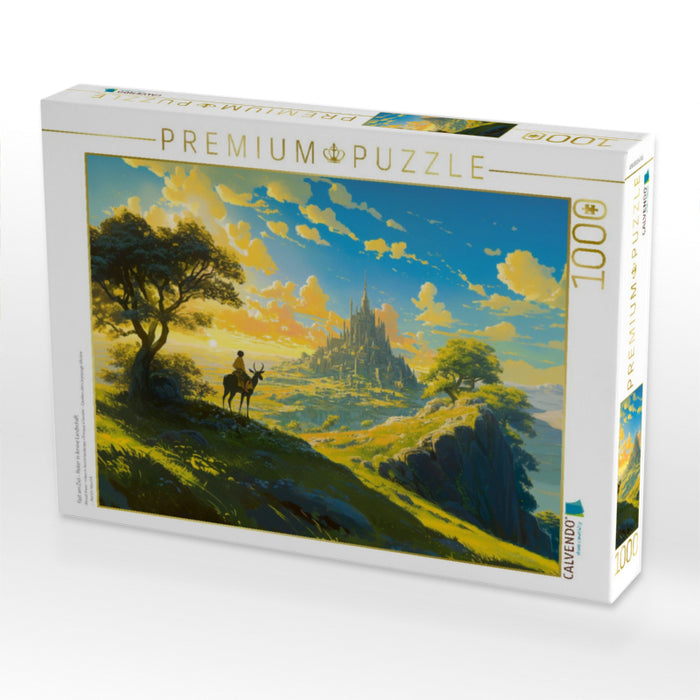 Fast am Ziel - Reiter in Amine Landschaft - CALVENDO Foto-Puzzle'
