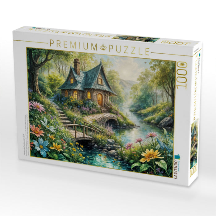 Verträumtes Feenhaus am Bach - CALVENDO Foto-Puzzle'