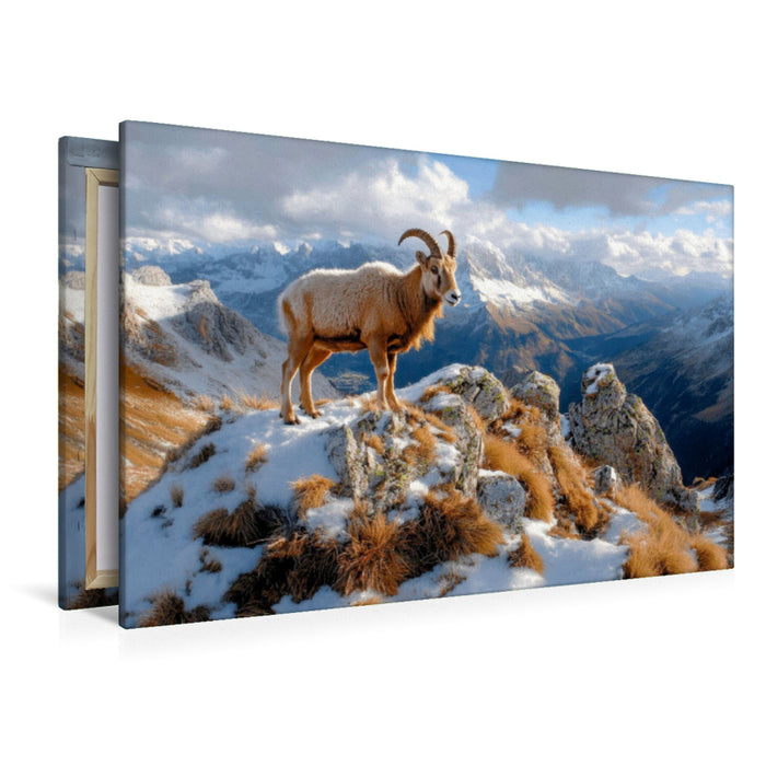 Premium Textil-Leinwand Steinbock in den Alpen