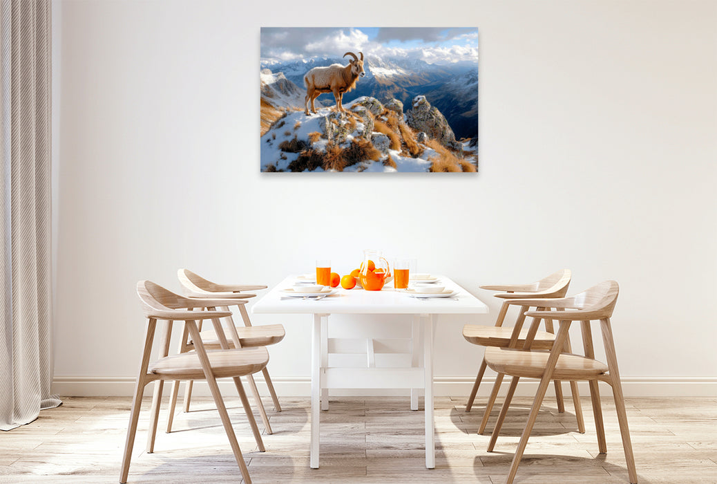 Premium Textil-Leinwand Steinbock in den Alpen