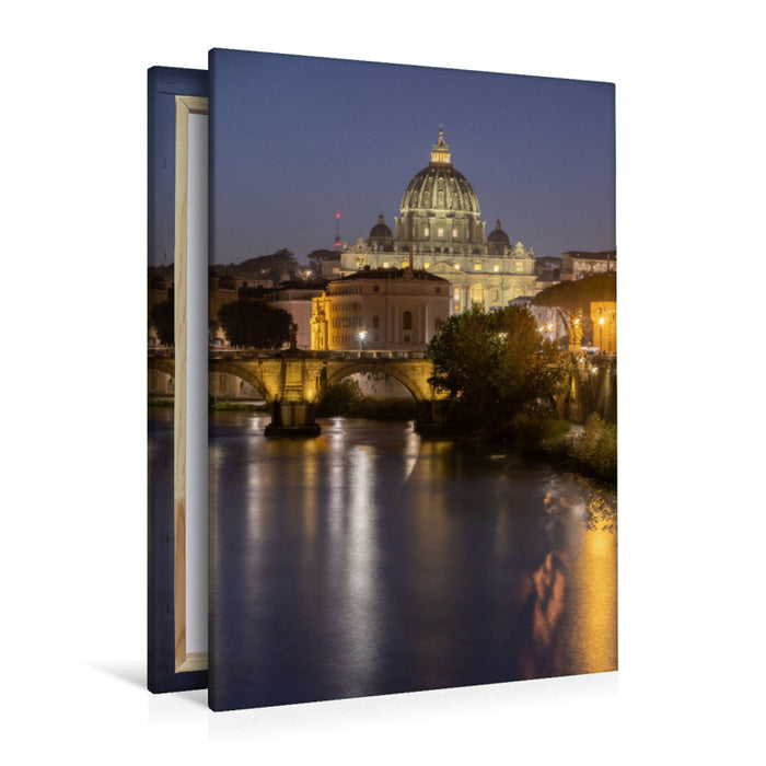 Premium Textil-Leinwand Blick über den Tiber zu Petersdom
