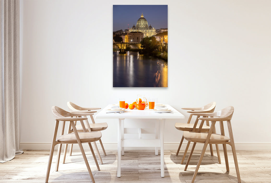 Premium Textil-Leinwand Blick über den Tiber zu Petersdom