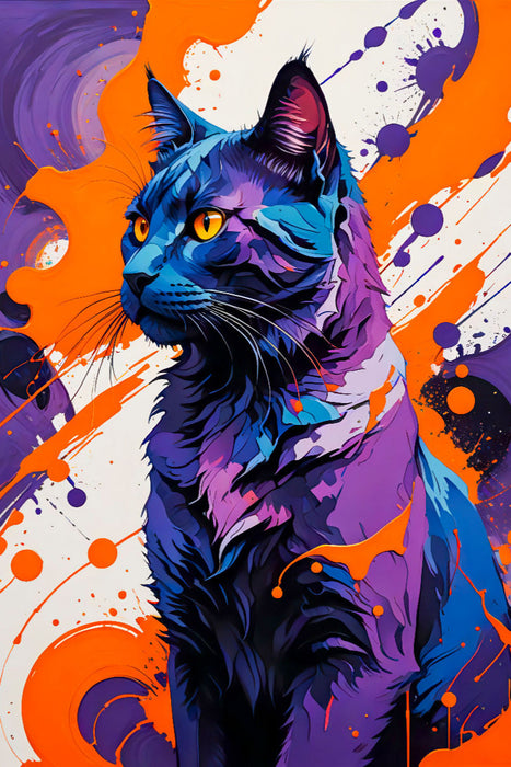 Premium Textil-Leinwand Kunstvolle Mieze - Abstrakte Kreativität