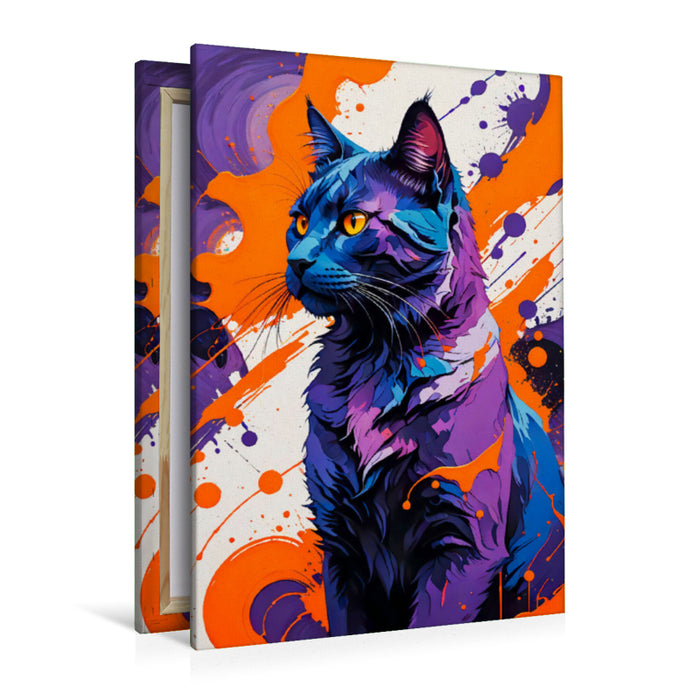 Premium Textil-Leinwand Kunstvolle Mieze - Abstrakte Kreativität