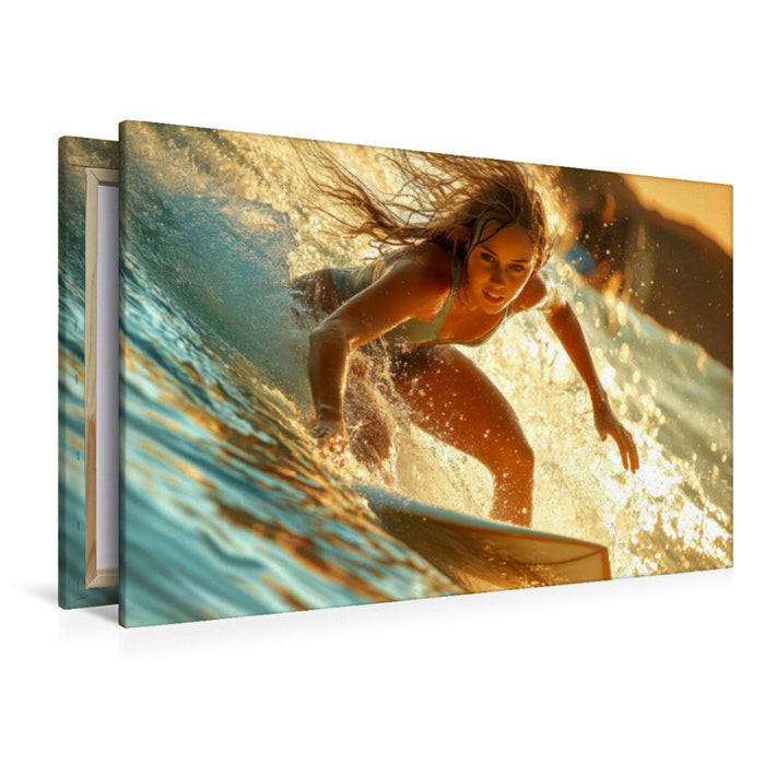 Premium Textil-Leinwand Surfen