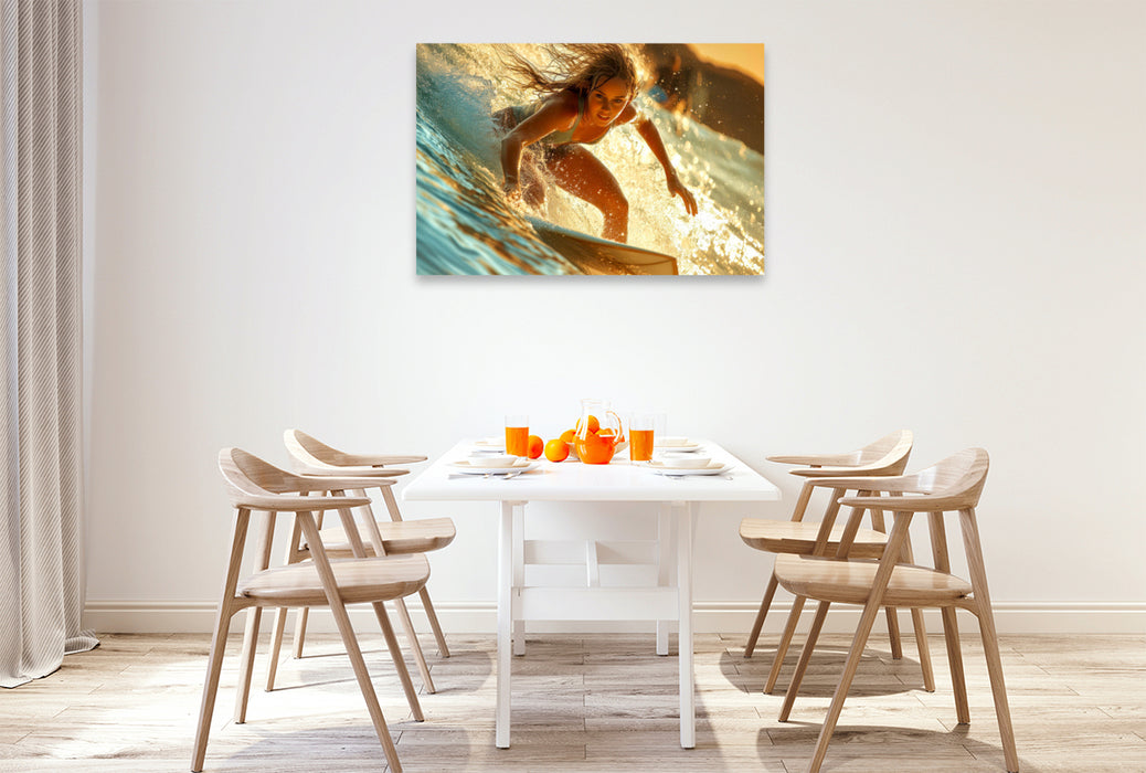 Premium Textil-Leinwand Surfen