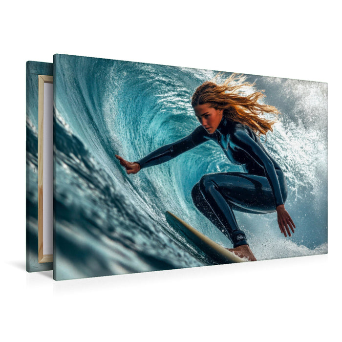 Premium Textil-Leinwand Surfen