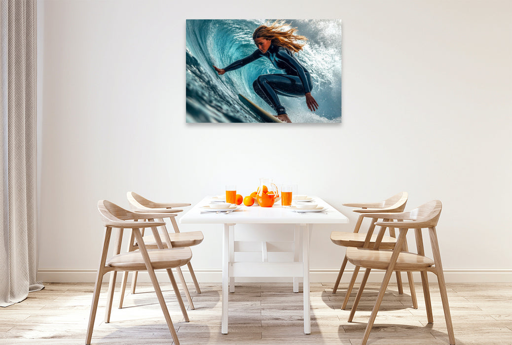 Premium Textil-Leinwand Surfen
