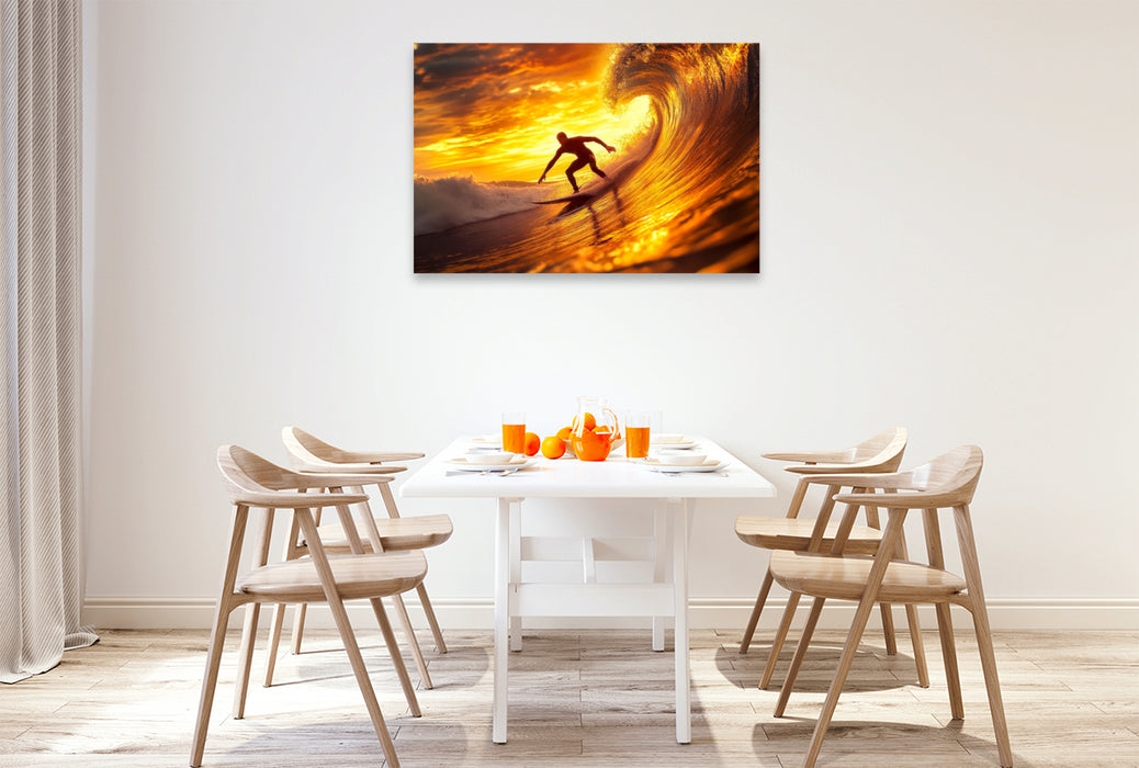 Premium Textil-Leinwand Surfen