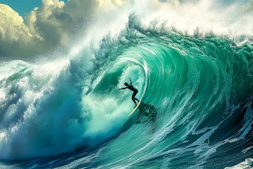 Premium Textil-Leinwand Surfen