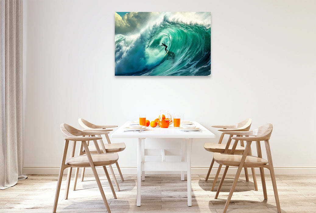Premium Textil-Leinwand Surfen