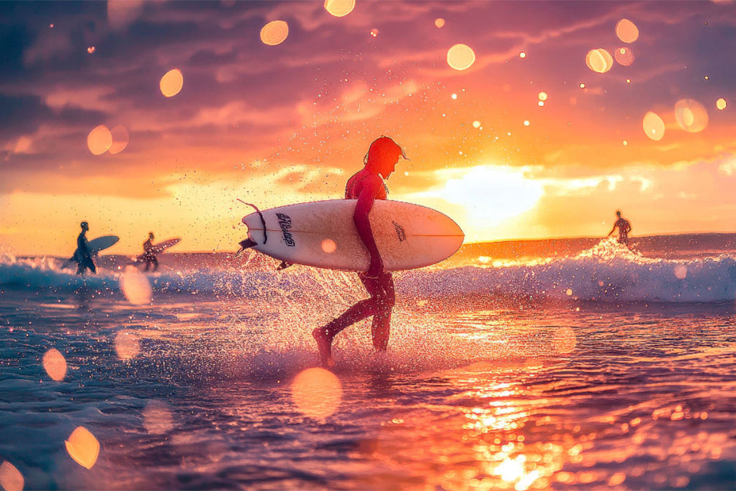 Premium Textil-Leinwand Surfen