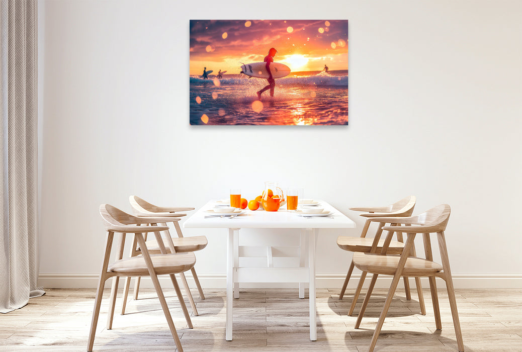 Premium Textil-Leinwand Surfen