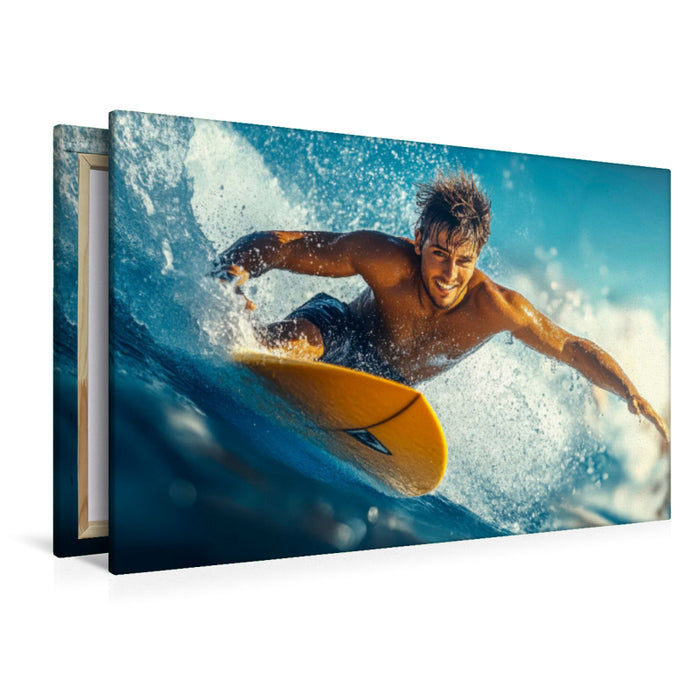 Premium Textil-Leinwand Surfen