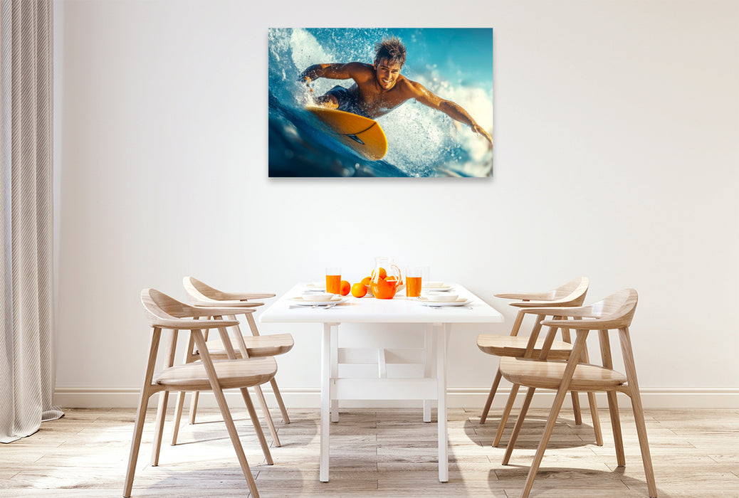 Premium Textil-Leinwand Surfen