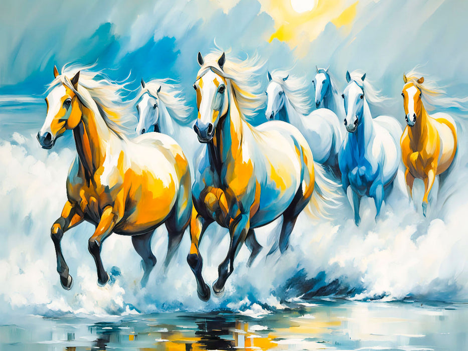 Wildpferde im Morgenlicht am Meer - CALVENDO Foto-Puzzle'