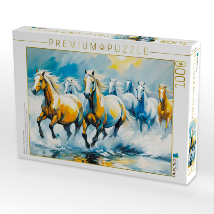 Wildpferde im Morgenlicht am Meer - CALVENDO Foto-Puzzle'