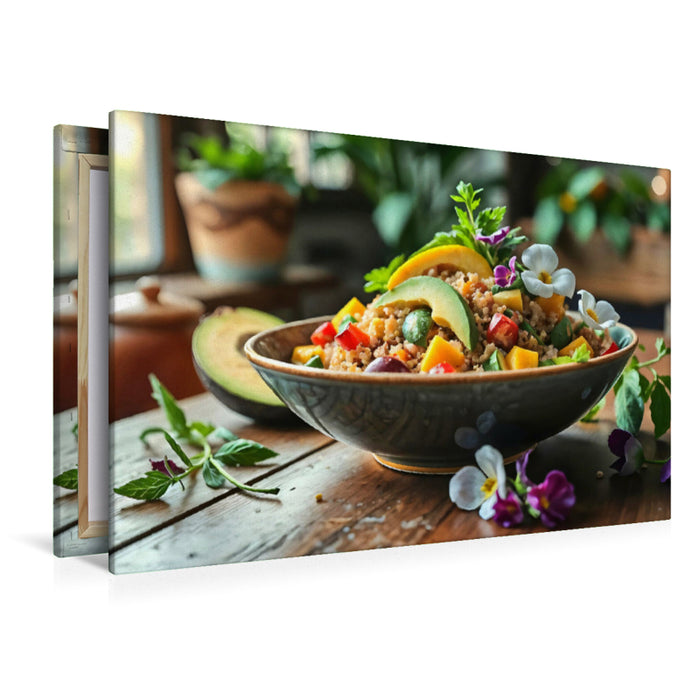 Premium Textil-Leinwand Superfood trifft auf Kunst – Quinoa-Salat als HD-Leinwand & Puzzle!