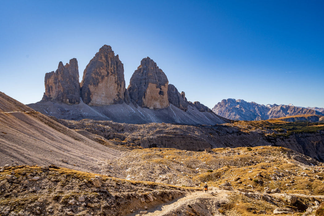Premium Textil-Leinwand Blick von Tre Cime auf die Drei Zinnen