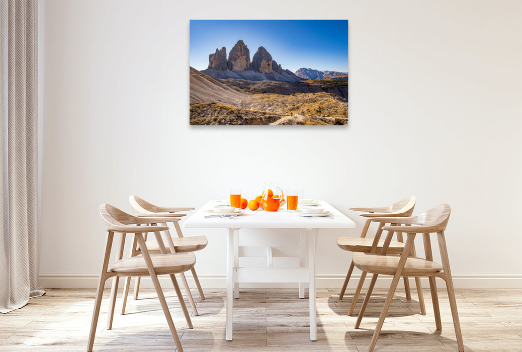 Premium Textil-Leinwand Blick von Tre Cime auf die Drei Zinnen