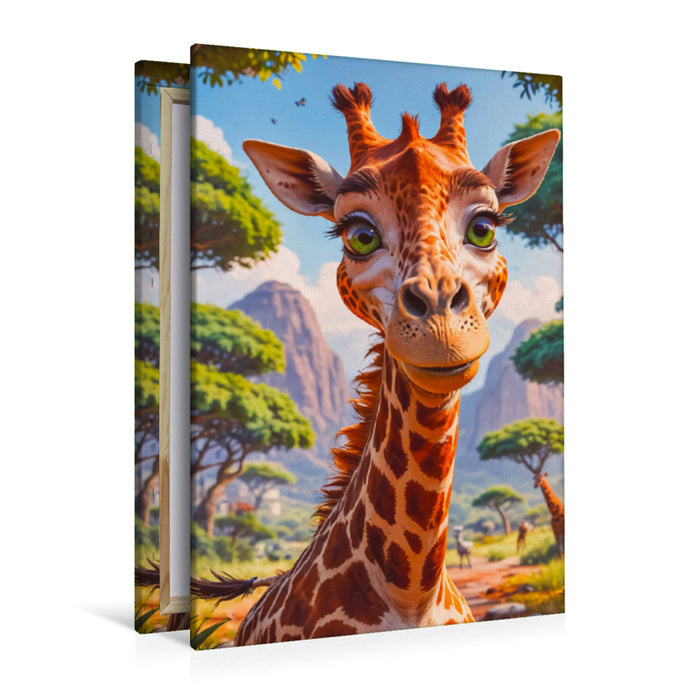 Premium Textil-Leinwand Die Giraffe