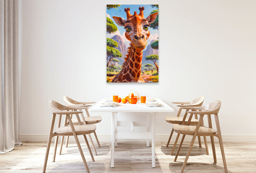 Premium Textil-Leinwand Die Giraffe