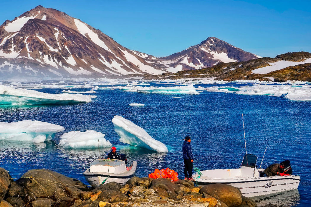 Premium Textil-Leinwand Leben mit den Eisbergen