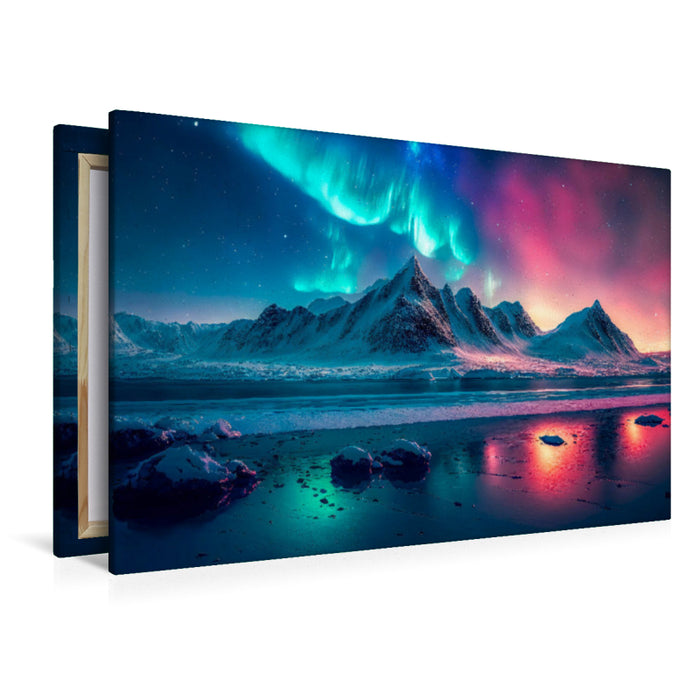Premium Textil-Leinwand Aurora Borealis über Grönland