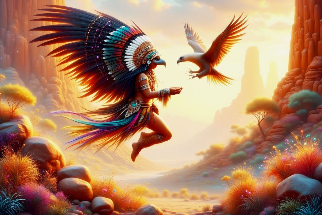 Premium Textil-Leinwand Der Wächter der Berge