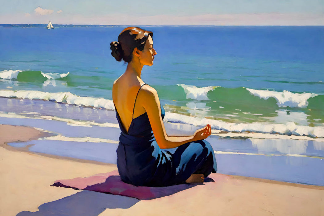 Premium Textil-Leinwand Meditation am Meer