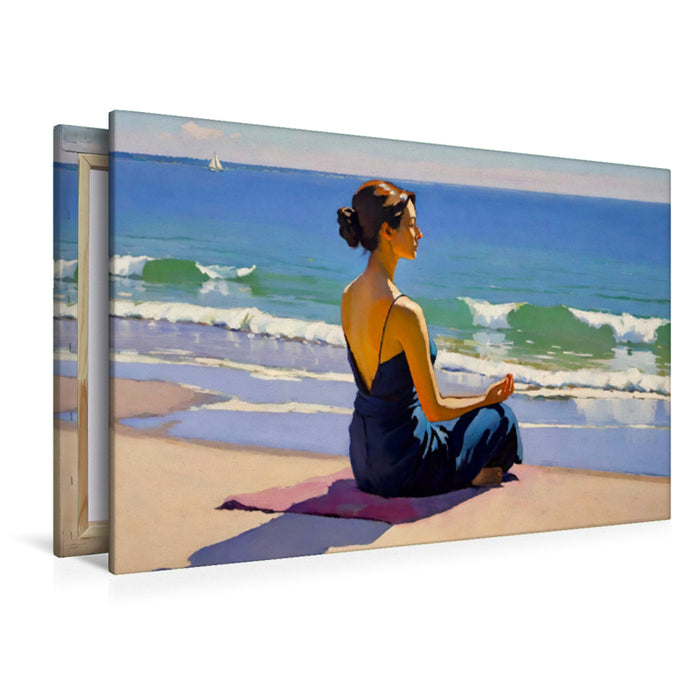 Premium Textil-Leinwand Meditation am Meer