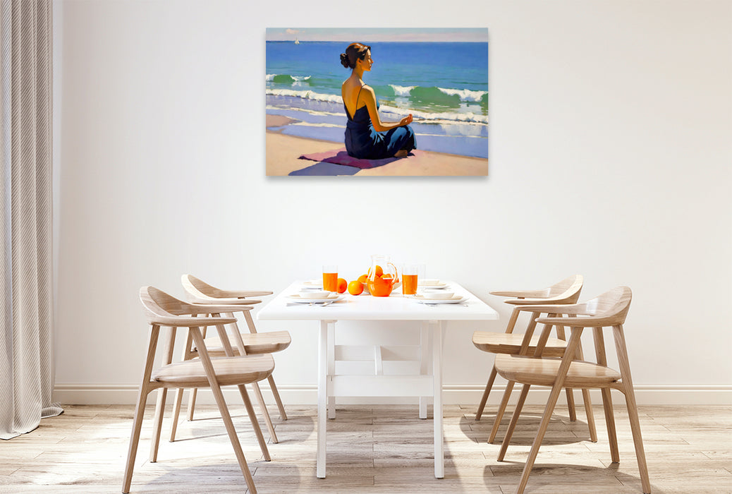 Premium Textil-Leinwand Meditation am Meer