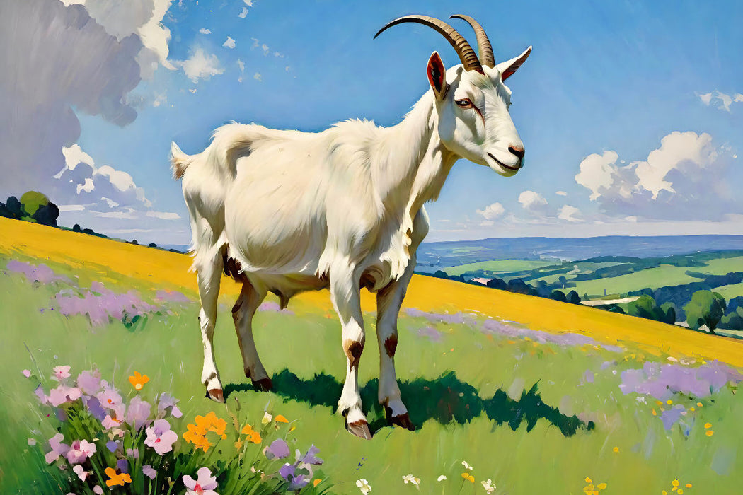 Premium Textil-Leinwand Eine Ziege auf der Wiese