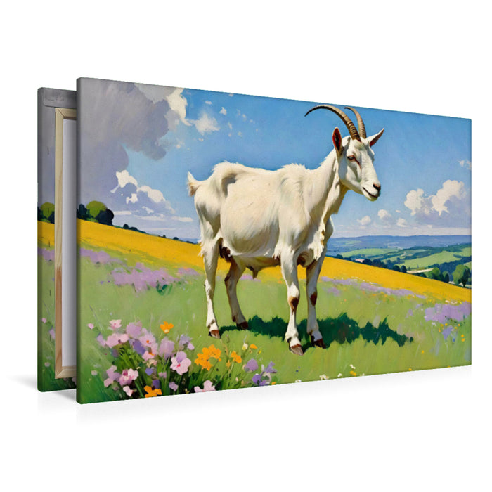 Premium Textil-Leinwand Eine Ziege auf der Wiese