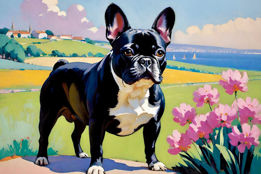 Premium Textil-Leinwand Französische Bulldogge