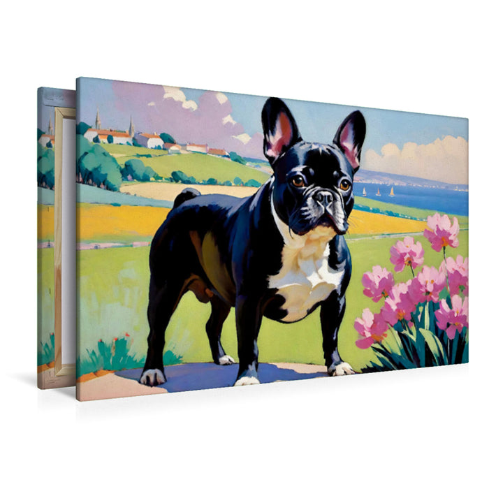 Premium Textil-Leinwand Französische Bulldogge