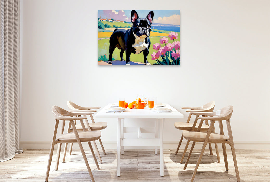 Premium Textil-Leinwand Französische Bulldogge