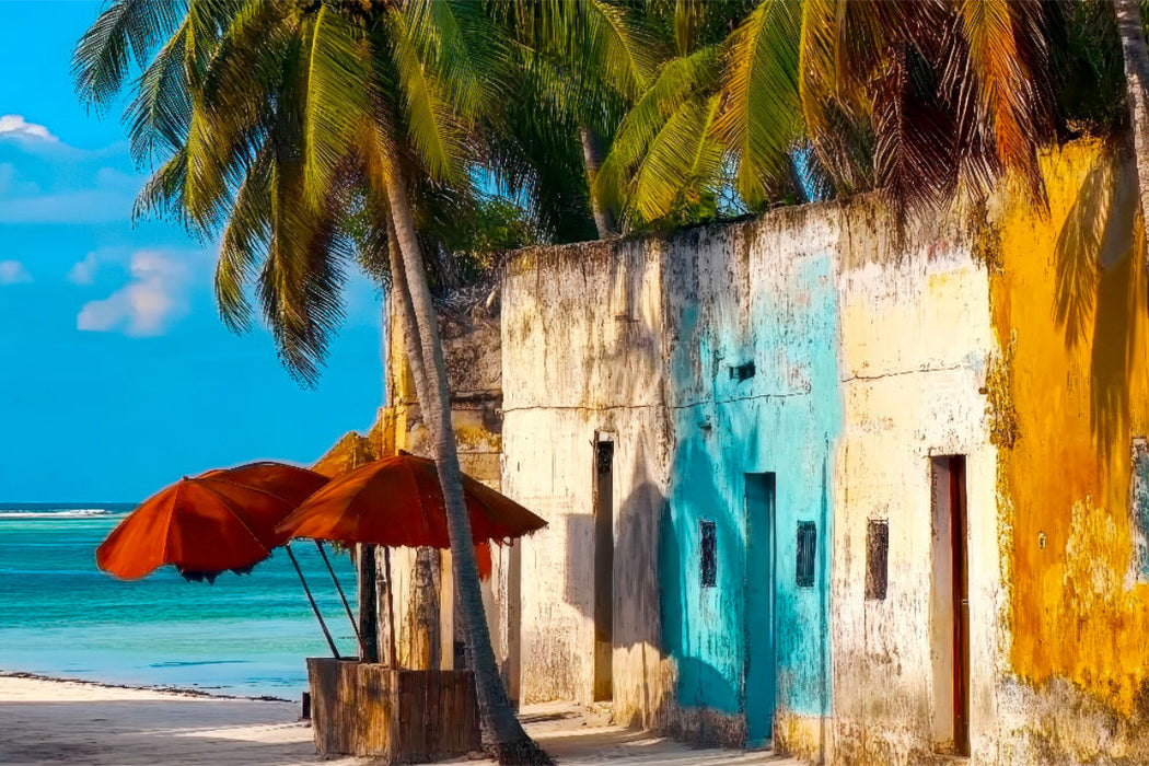 Premium Textil-Leinwand Strand von Sansibar