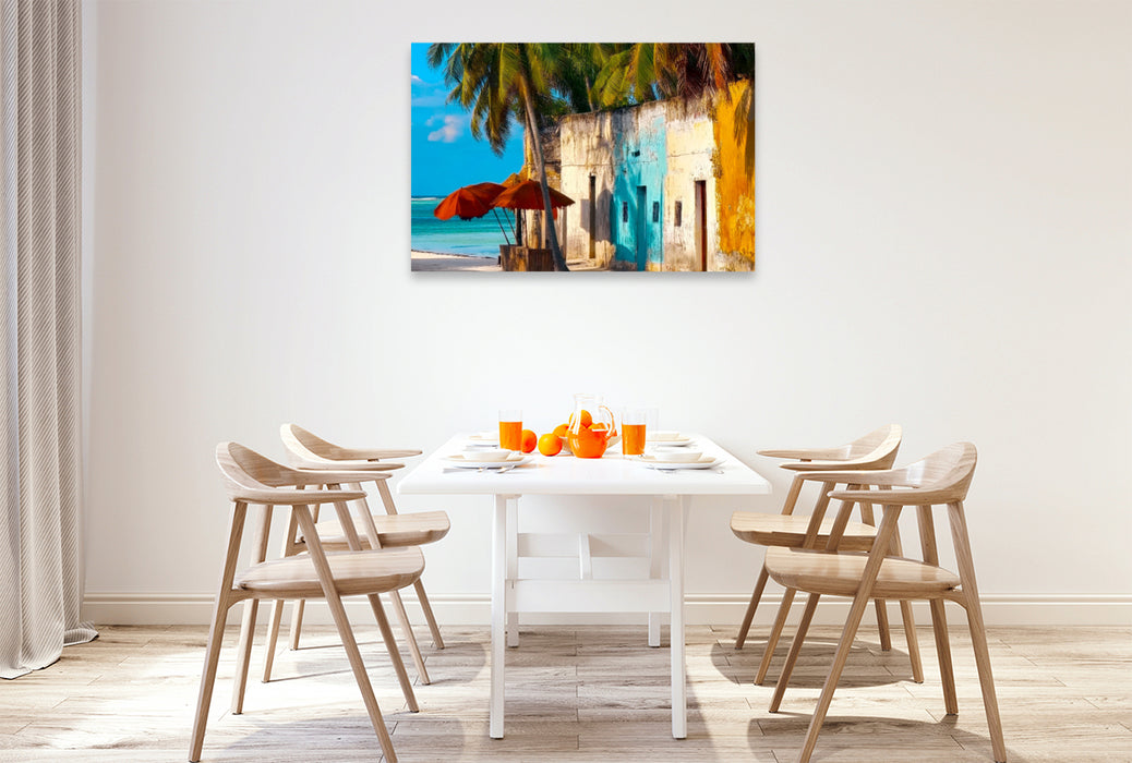 Premium Textil-Leinwand Strand von Sansibar