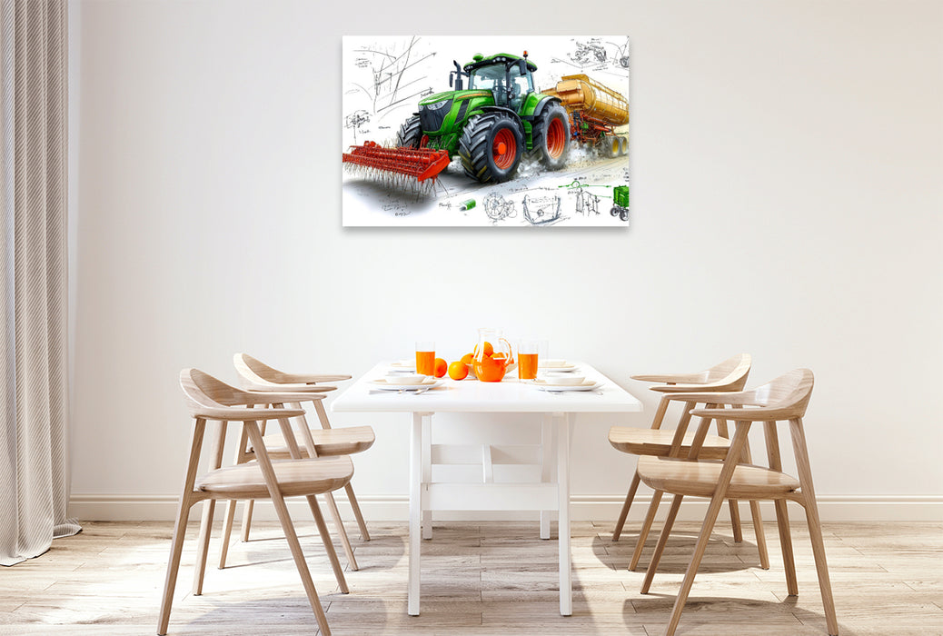 Premium Textil-Leinwand Traktoren