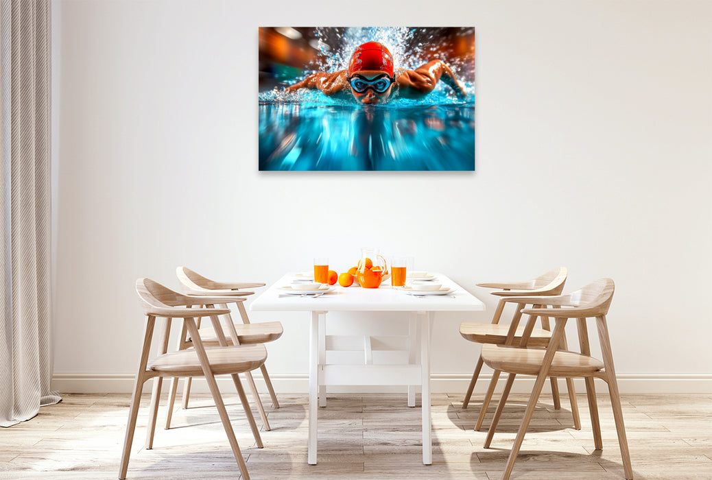 Premium Textil-Leinwand Schwimmen