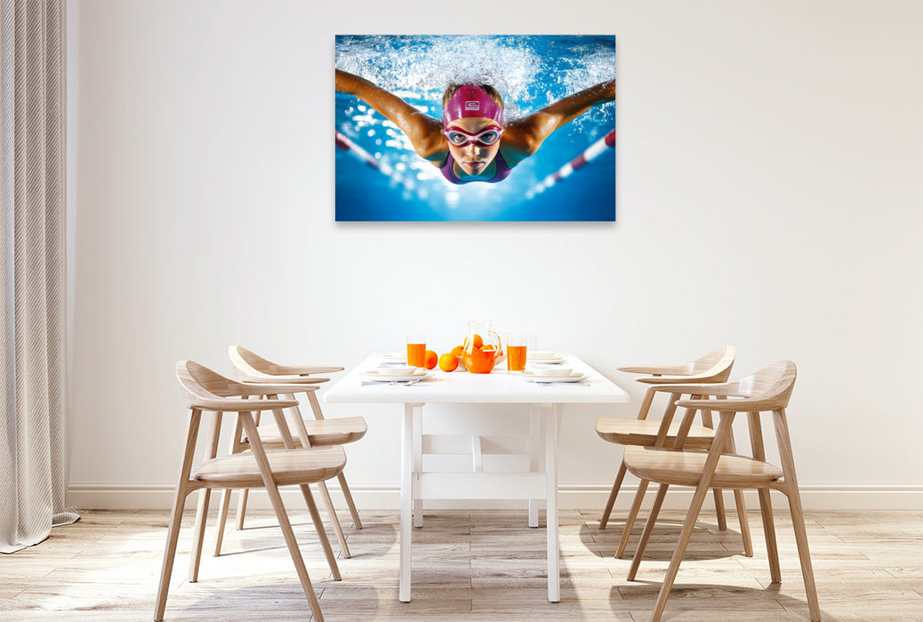Premium Textil-Leinwand Schwimmen