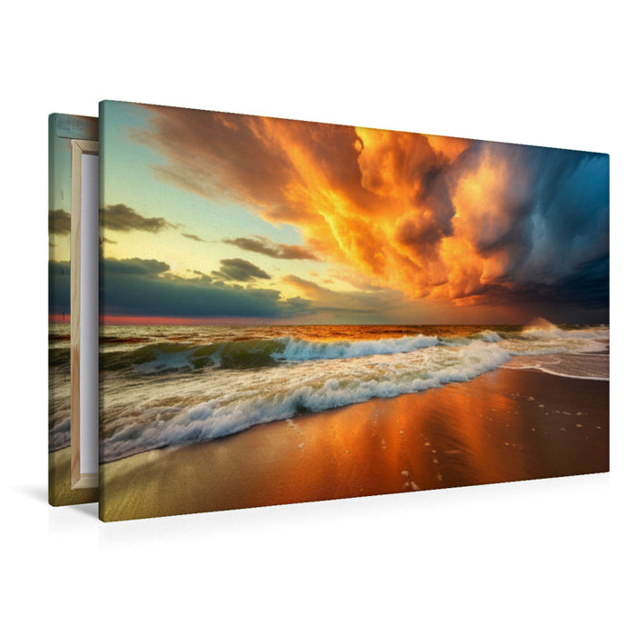 Premium Textil-Leinwand Ein grandioses Spiel von Sonne, Wolken und Meer