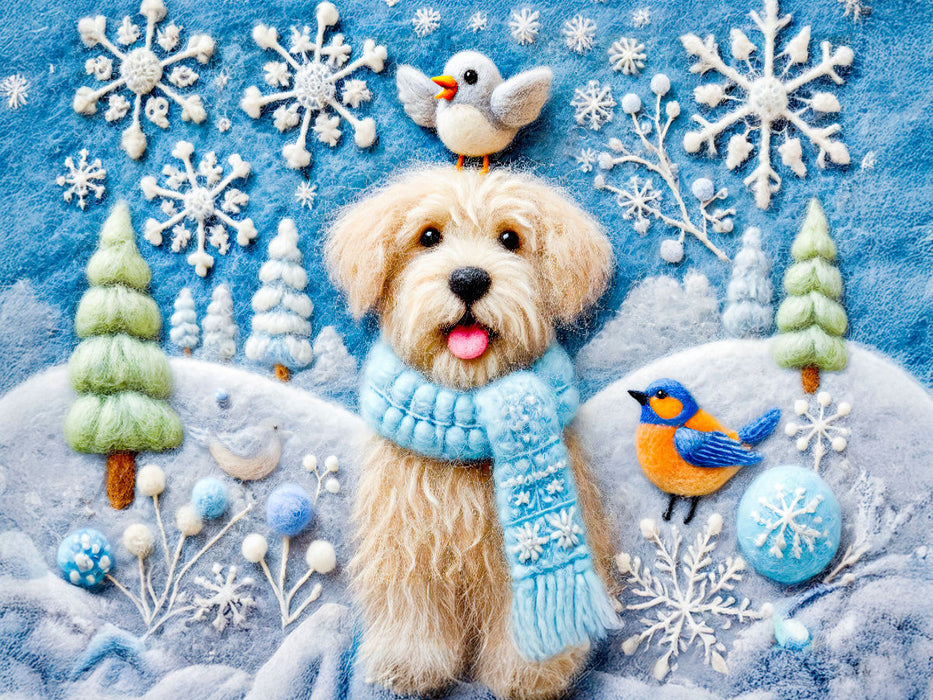Winterzauber mit Hund Filzkunst - CALVENDO Foto-Puzzle'