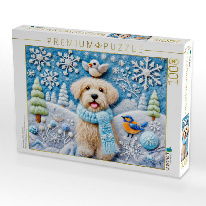 Winterzauber mit Hund Filzkunst - CALVENDO Foto-Puzzle'