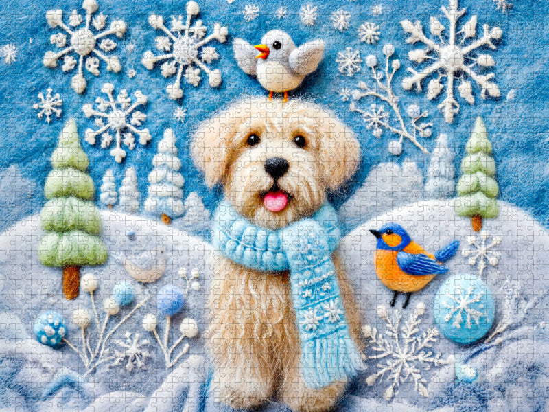 Winterzauber mit Hund Filzkunst - CALVENDO Foto-Puzzle'