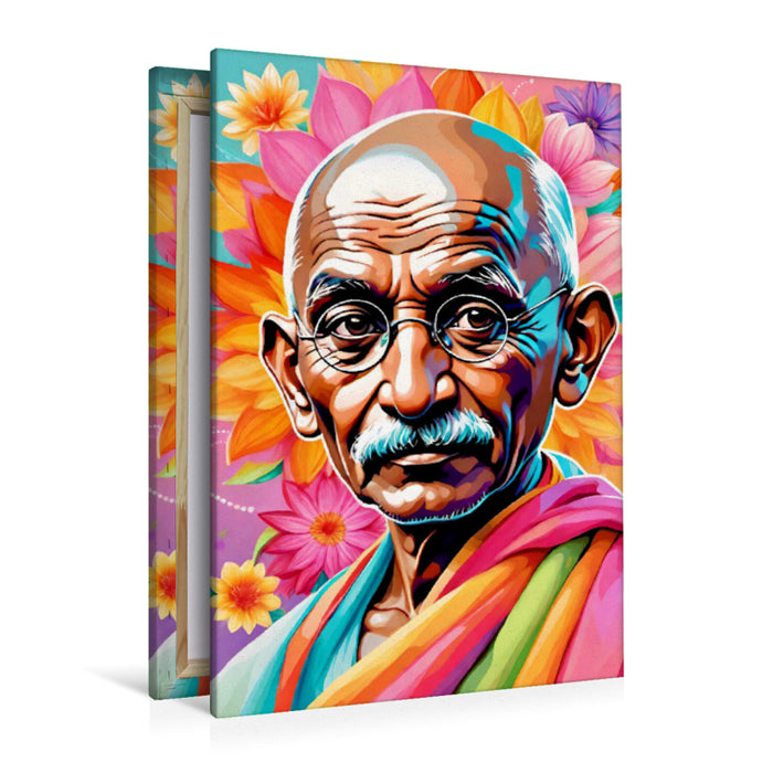 Premium Textil-Leinwand Mahatma Gandhi