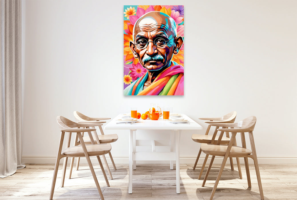 Premium Textil-Leinwand Mahatma Gandhi